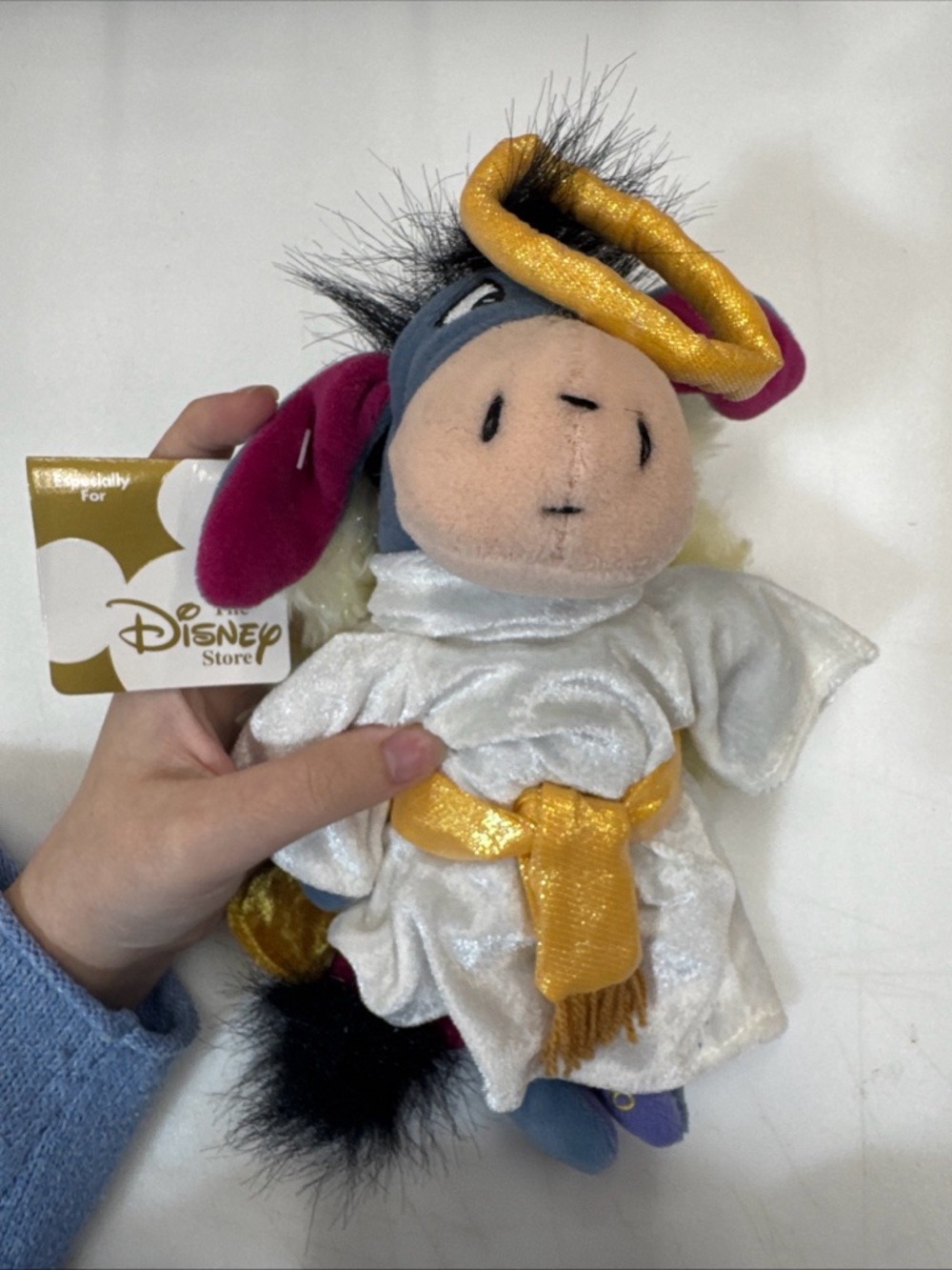 Vintage 2000 Disney Store Choir Angel Eeyore  9” Bean Bag Plush Stuffed Animal